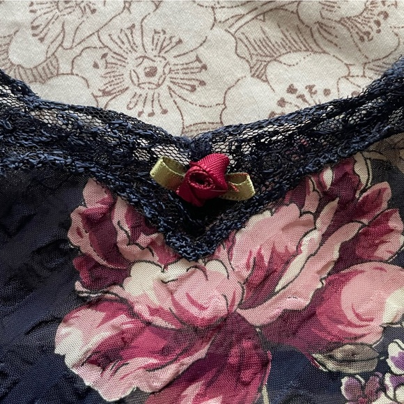 Vintage California Dynasty Sheer Dark Floral Camo Slip Dress Small 90s Romantic - Picture 2 of 10